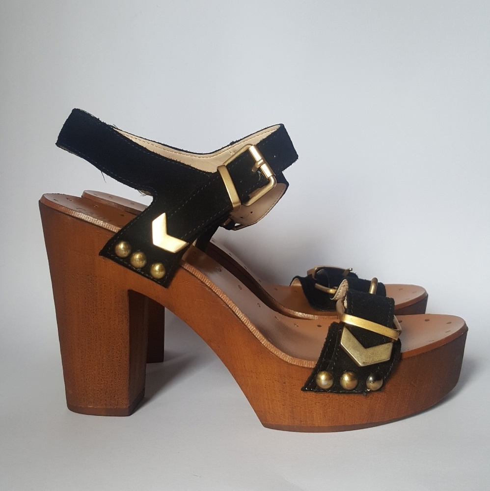 NEW Paola Ferri by Alba Moda suede chunk sandal - Picture 2 of 6